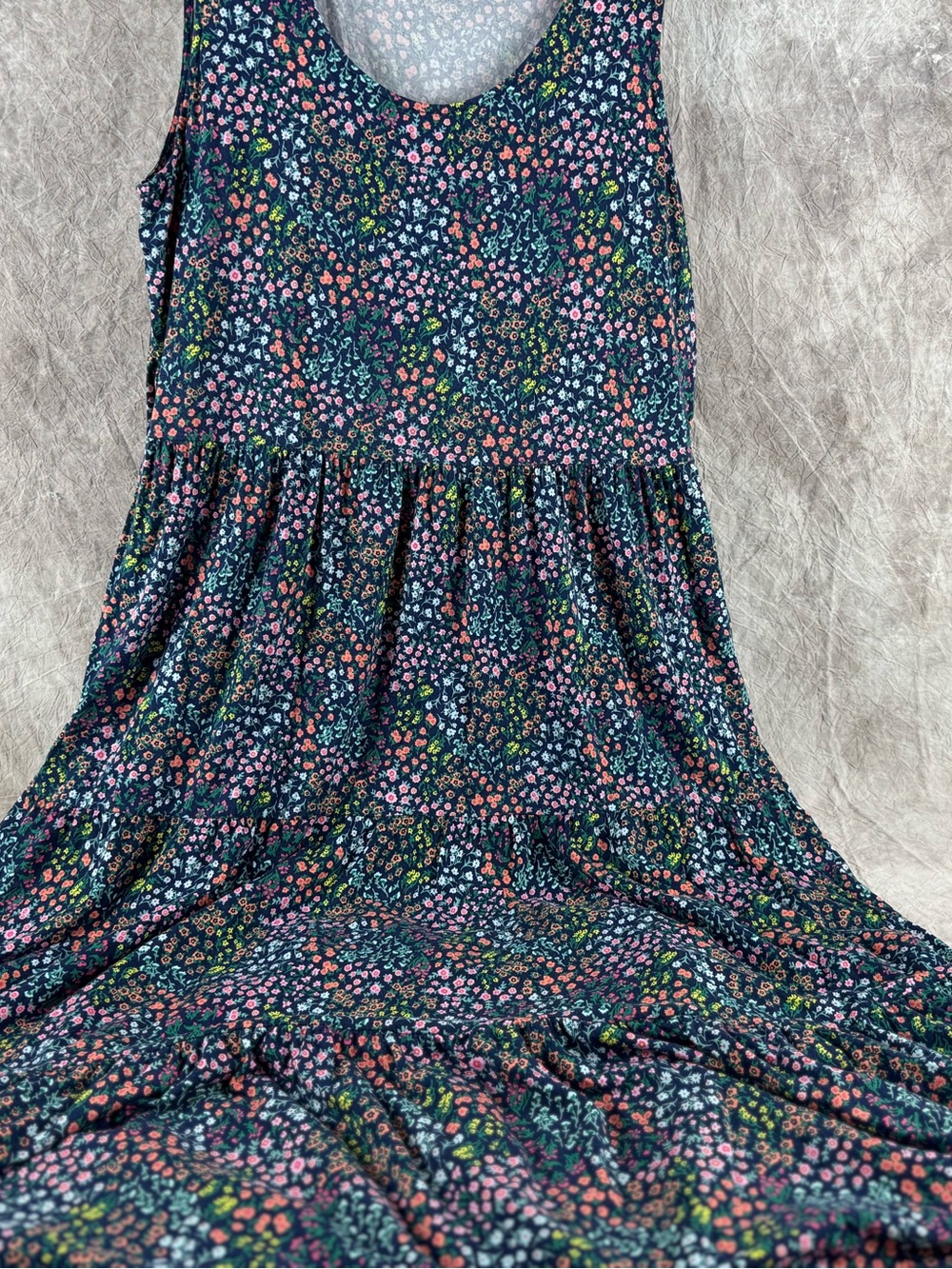 Lands' End Navy Floral Maxi Dress 1X. Back to School - Picture 2 of 12